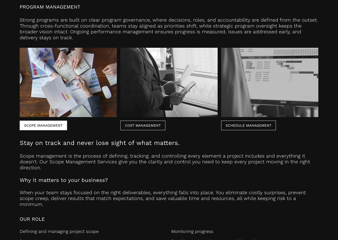 Nth Consulting Group website — flagship projects section on desktop